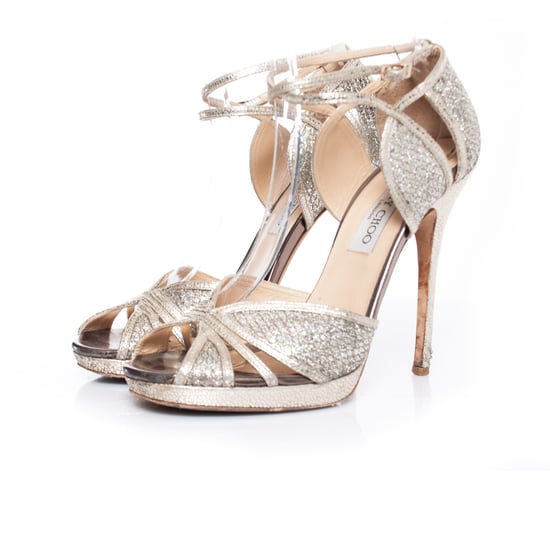 Jimmy Choo Plateau-Sandalen aus Glitzerstoff. - Image 1