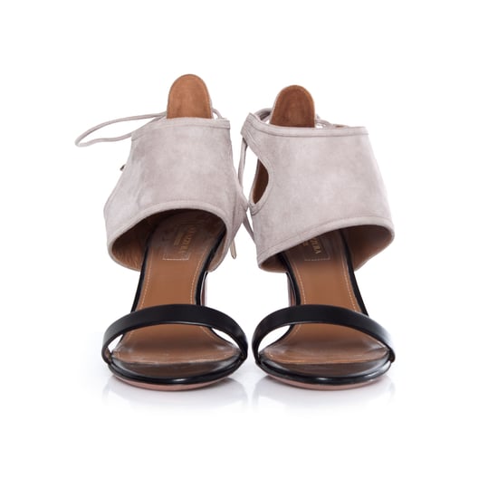Aquazzura Sandale aus beigefarbenem Wildleder und schwarzem Leder - Image 3