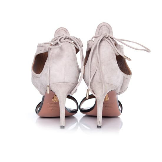 Aquazzura Sandale aus beigefarbenem Wildleder und schwarzem Leder - Image 6