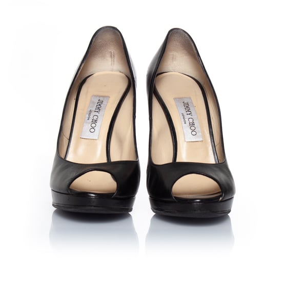 Jimmy Choo schwarze Leder-Plateau-Peeptoe-Pumps - Image 3