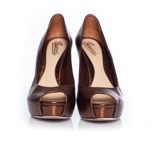 Gucci Gold Sofia Peeptoe-Pumps - Image 5