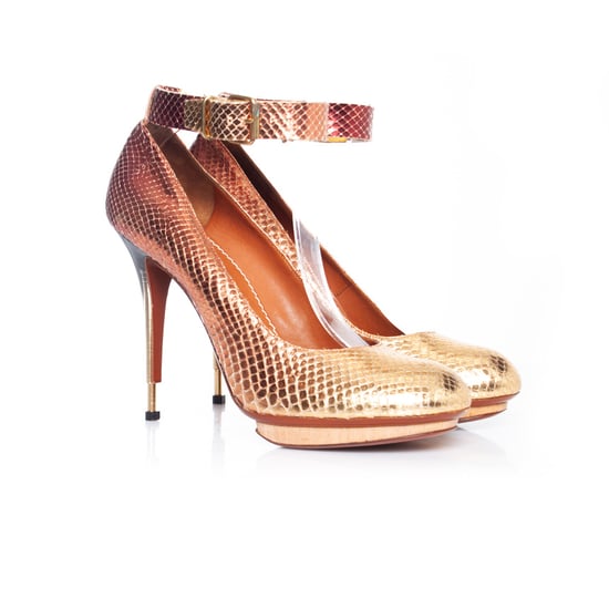 Lanvin Pumps aus metallisch glänzendem Pythonleder mit Knöchelriemen - Image 6