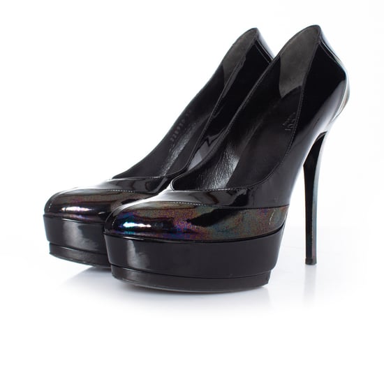 Gucci Plateau-Pumps in schwarzem Ölglanz-Look - Image 1