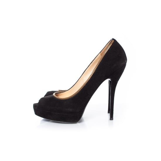 Gucci Plateau-Pumps aus schwarzem Wildleder mit offener Zehenpartie - Image 2