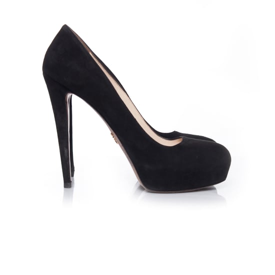 Prada Plateau-Pumps aus schwarzem Wildleder. - Image 5