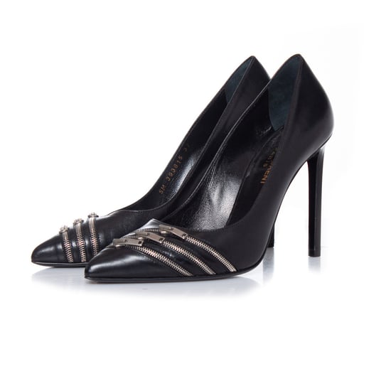 Saint Laurent Pumps aus schwarzem Leder mit Reißverschluss - Image 1