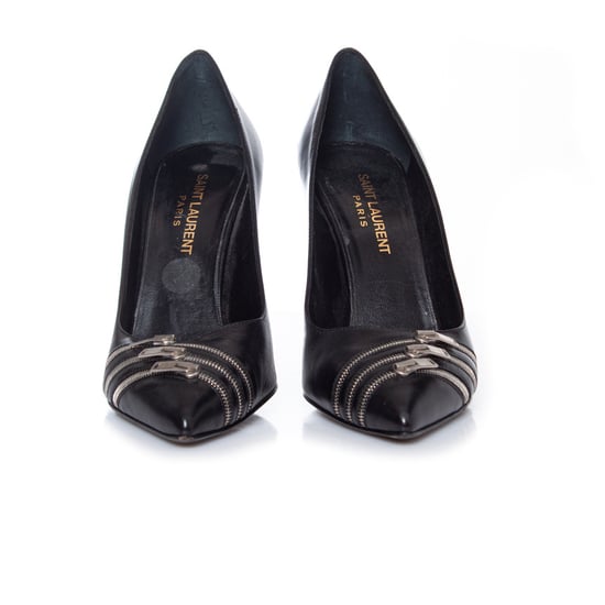 Saint Laurent Pumps aus schwarzem Leder mit Reißverschluss - Image 3