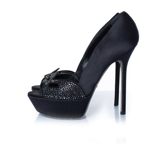 Sergio Rossi schwarze Satinpumps mit Strass - Image 2