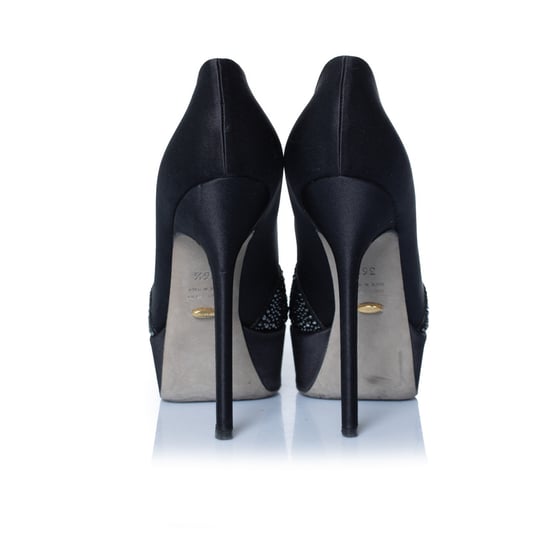 Sergio Rossi schwarze Satinpumps mit Strass - Image 3