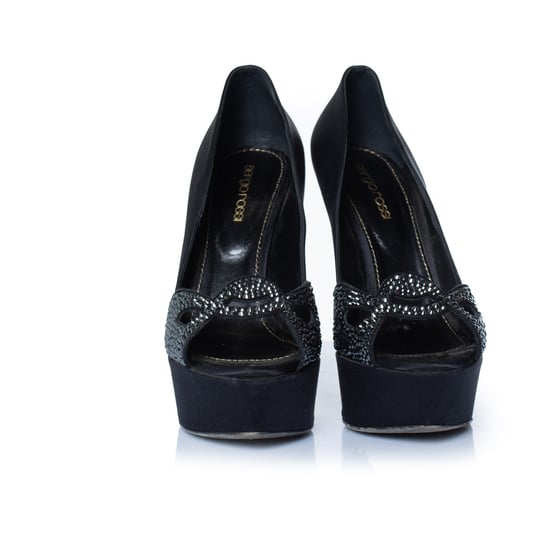 Sergio Rossi schwarze Satinpumps mit Strass - Image 5