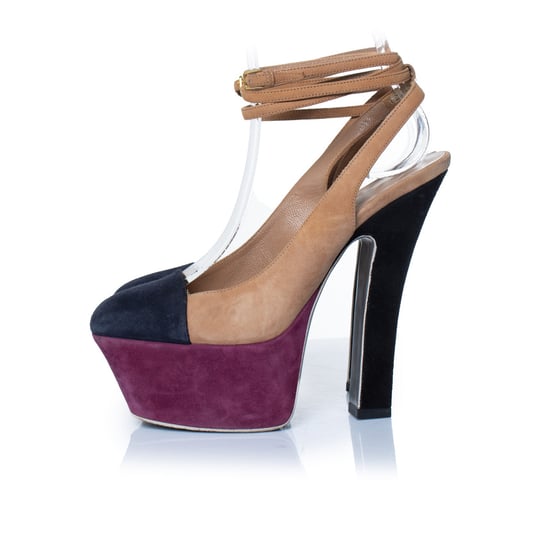 Yves Saint Laurent dreifarbige Wildleder-Plateaupumps - Image 2