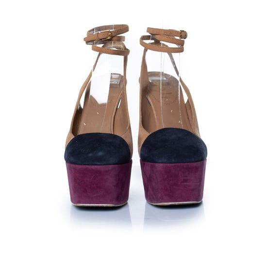 Yves Saint Laurent dreifarbige Wildleder-Plateaupumps - Image 3
