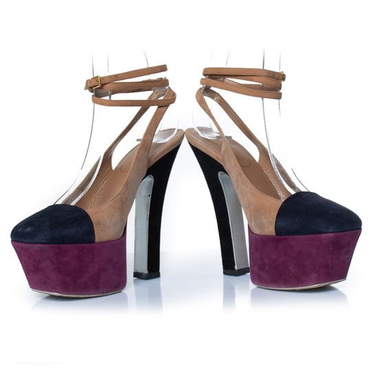 Yves Saint Laurent dreifarbige Wildleder-Plateaupumps - Image 4