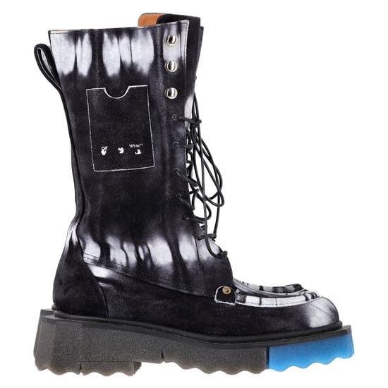 Off-White Tie Dye Sponge Combat Boots aus schwarzem Wildleder - Image 1