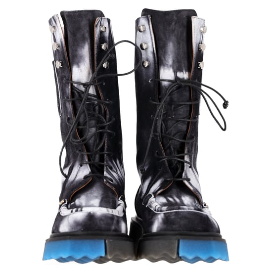 Off-White Tie Dye Sponge Combat Boots aus schwarzem Wildleder - Image 2