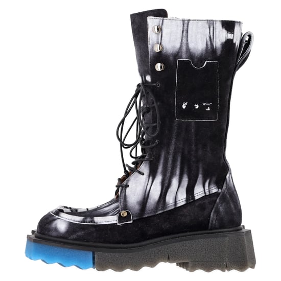 Off-White Tie Dye Sponge Combat Boots aus schwarzem Wildleder - Image 4