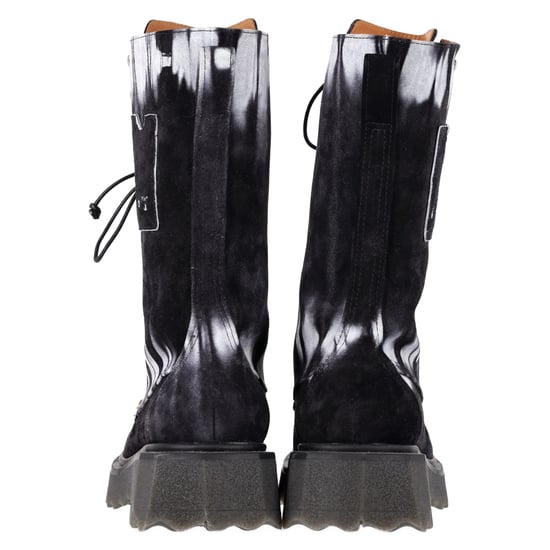 Off-White Tie Dye Sponge Combat Boots aus schwarzem Wildleder - Image 5