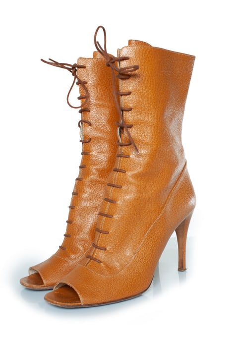 Prada braune Leder-Schnürstiefel mit offener Zehenpartie - Image 1