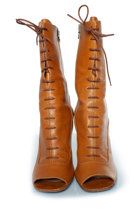 Prada braune Leder-Schnürstiefel mit offener Zehenpartie - Image 3