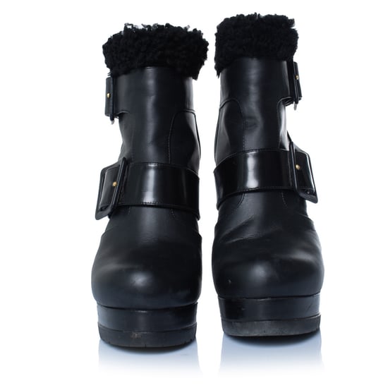 Fendi Stiefeletten aus schwarzem Leder mit Shearling - Image 3