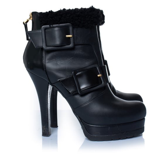Fendi Stiefeletten aus schwarzem Leder mit Shearling - Image 4