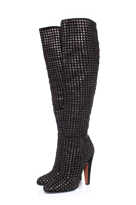 Schwarze Overknee-Stiefel aus Wildleder von Alaïa - Image 1