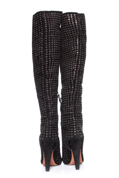Schwarze Overknee-Stiefel aus Wildleder von Alaïa - Image 3