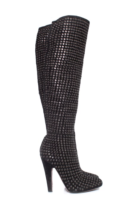 Schwarze Overknee-Stiefel aus Wildleder von Alaïa - Image 4