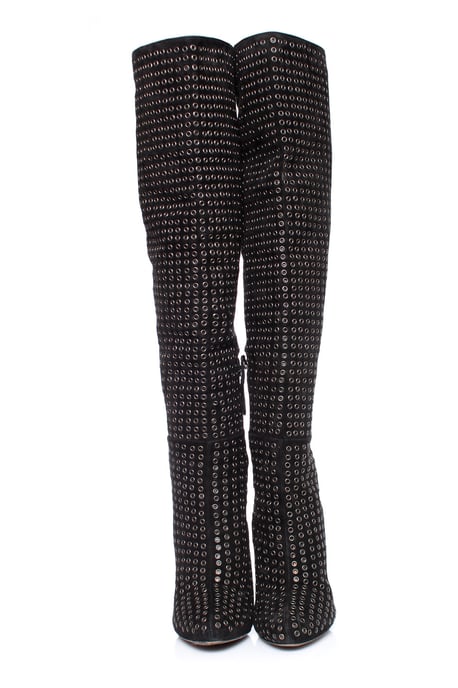 Schwarze Overknee-Stiefel aus Wildleder von Alaïa - Image 5