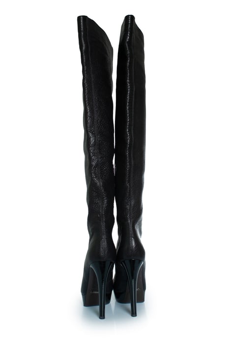 Schwarze Overknee-Plateau-Stiefel aus Leder von Burberry - Image 3