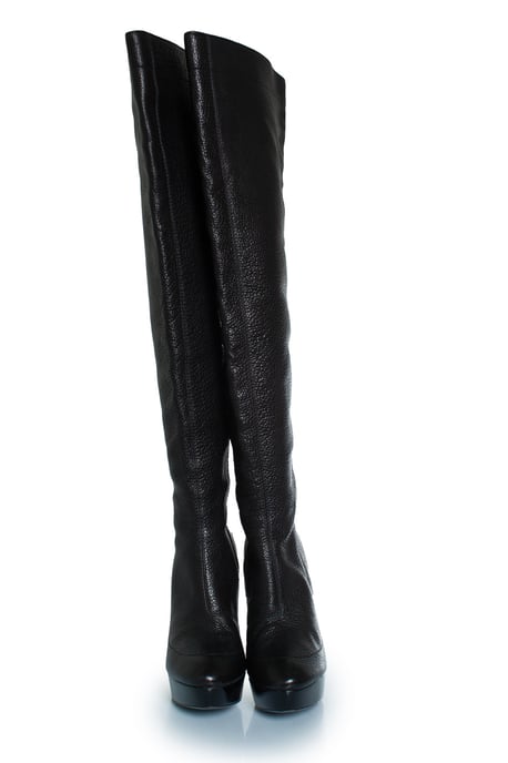 Schwarze Overknee-Plateau-Stiefel aus Leder von Burberry - Image 5
