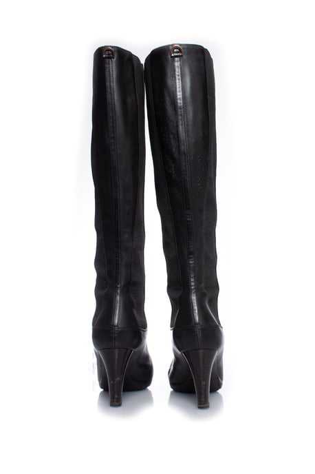 Sergio Rossi Schwarze Stretch-Lederstiefel - Image 5