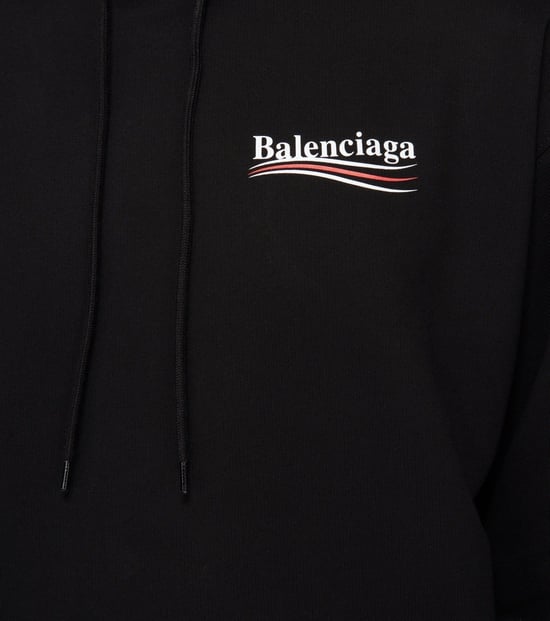 Balenciaga – Schwarzer Kapuzenpullover mit bedrucktem Logo - Image 2