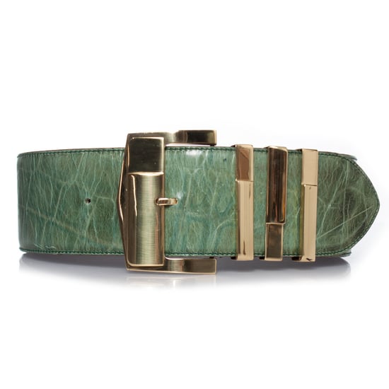Gianni Versace Taillengürtel aus grünem Leder mit Krokodilprägung - Image 1