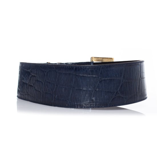 Gianni Versace Taillengürtel aus blauem Leder mit Krokodilprägung - Image 2