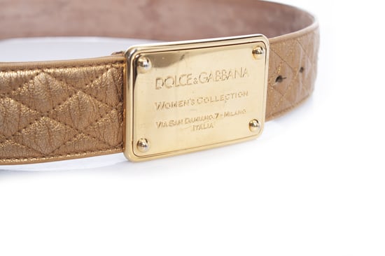 Dolce & Gabbana Goldfarbener gesteppter Ledergürtel - Image 5