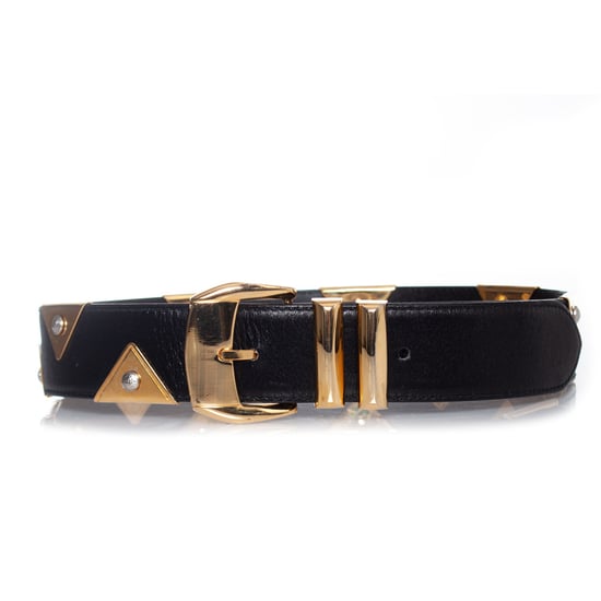 Gianni Versace Ledergürtel mit goldenen Dreieckapplikationen - Image 2