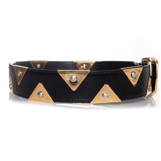 Gianni Versace Ledergürtel mit goldenen Dreieckapplikationen - Image 3