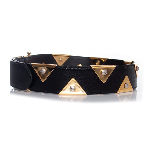Gianni Versace Ledergürtel mit goldenen Dreieckapplikationen - Image 4