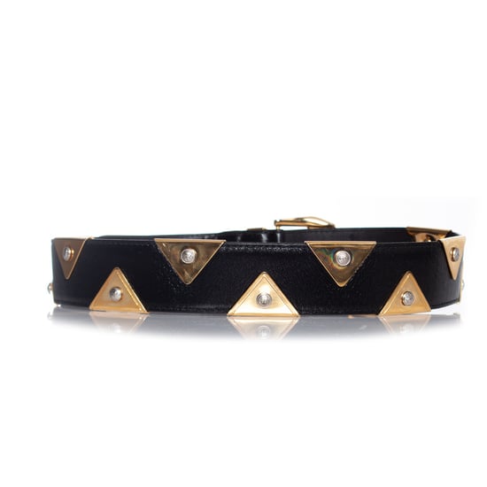 Gianni Versace Ledergürtel mit goldenen Dreieckapplikationen - Image 5