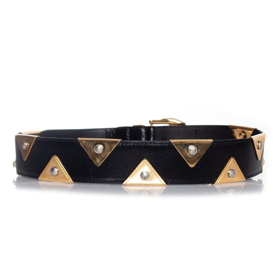 Gianni Versace Ledergürtel mit goldenen Dreieckapplikationen - Image 6