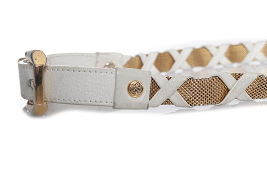 Weißer Leder- und Metallgürtel von Gianni Versace - Image 4