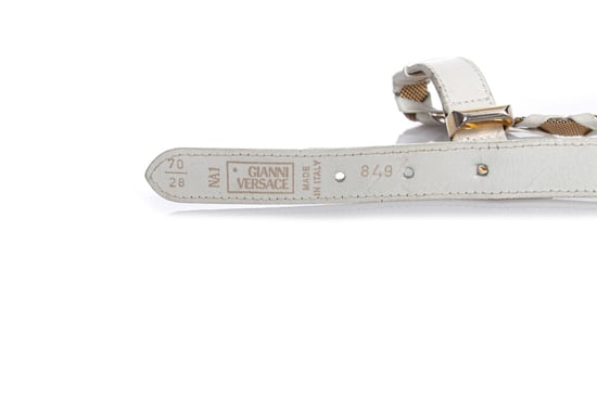 Weißer Leder- und Metallgürtel von Gianni Versace - Image 5