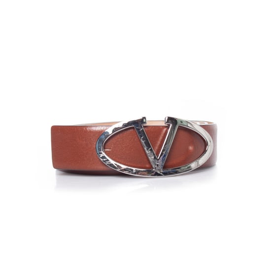 Valentino Garavani brauner Ledergürtel mit V-Schnalle - Image 3