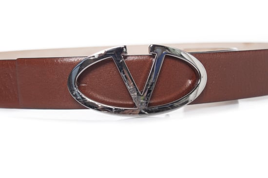 Valentino Garavani brauner Ledergürtel mit V-Schnalle - Image 5