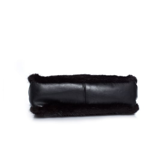 Gianni Versace schwarze Lederhandtasche mit Pelz - Image 3