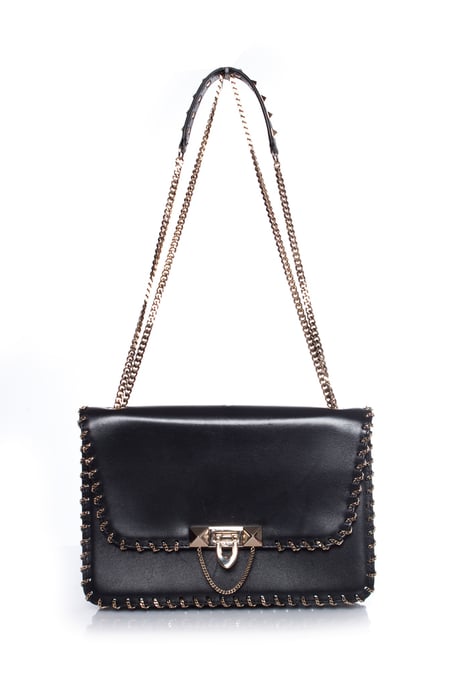Valentino Demilune Schultertasche aus Leder mit Kette - Image 4