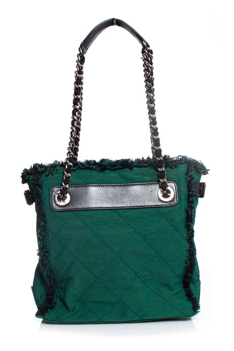 Chanel grüne gesteppte Canvas-Tasche - Image 2