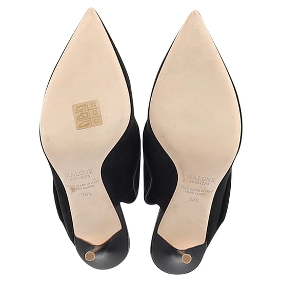 Malone Souliers – Pantoletten mit spitzer Zehenpartie und Absatz aus schwarzem Wildleder und Leder - Image 6