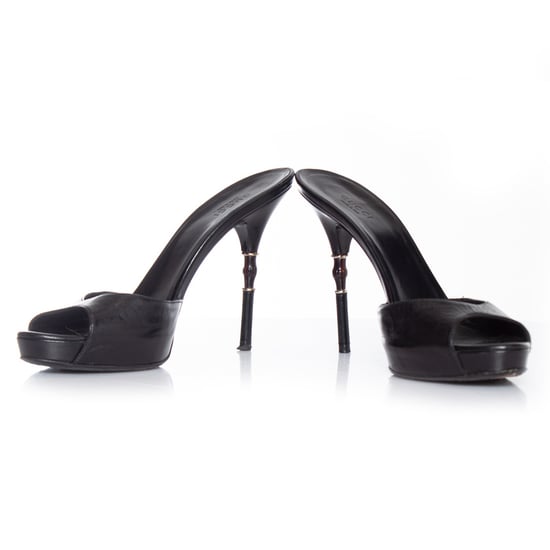 Schwarze Gucci-Leder-Mulesandalen mit Bambusabsatz - Image 3